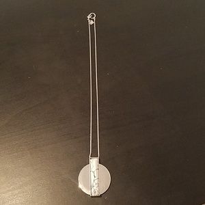 Banana Republic Silver-tone Pendant Necklace with White Marble Accent